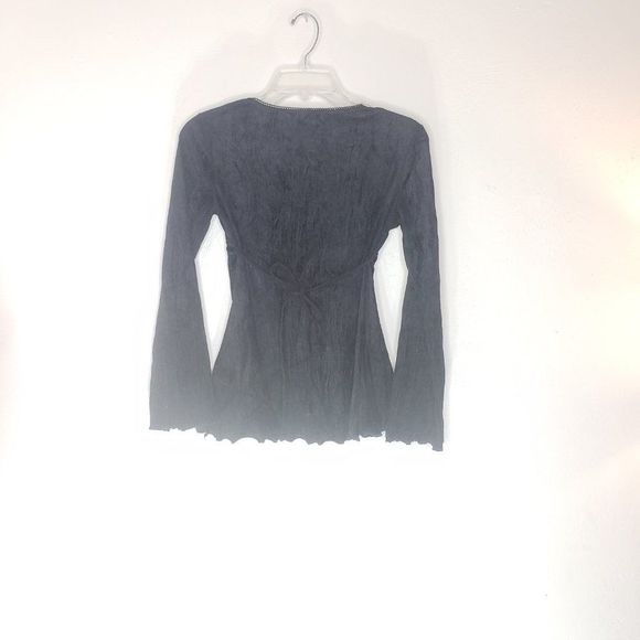 Vintage Y2K Bella Swan Velvet Goth Trumpet Sleeve Empire Blouse Size Small - Picture 9 of 10